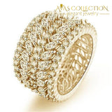 Luxury Wide Flower Design Ring White Gold Filled 6 / Engagement Rings