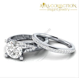 Round Cut Pink/ Blue/ Clear Lucky Lovers Bridal Ring Engagement Rings