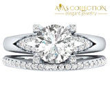 Round Cut Pink/ Blue/ Clear Lucky Lovers Bridal Ring Engagement Rings