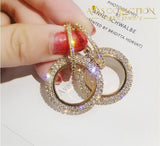 Luxury Round Drop Earring Crystal 18K White Gold Filled Dangle Earrings Home