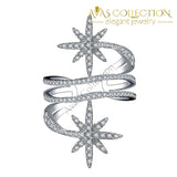 Romantic Star Promise Ring White Gold Filled Micro Pave Rings