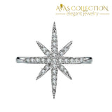 Romantic Star Promise Ring White Gold Filled Micro Pave Rings