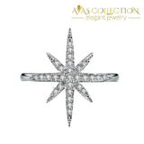 Romantic Star Promise Ring White Gold Filled Micro Pave 5 / 2 Rings
