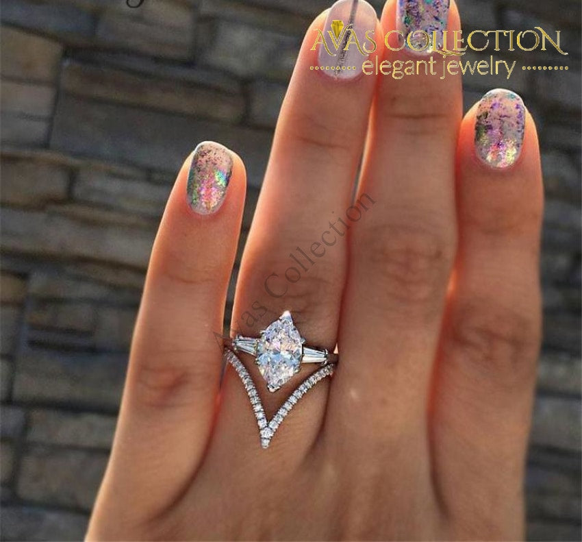 Rosie V Promise Ring Set 925 sterling Silver 3ct – Avas Collection