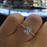 Luxury  Round & Oval White Gold Filled Engagement/ Anniversary Ring - Avas Collection