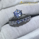 3ct Round Solitaire Wedding Ring Set - Avas Collection