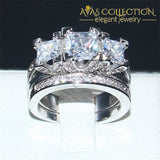 Three-Stone Square Engagement Set 5 / Rose Gold Rings