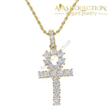 Classic Mens Gold Iced Out Crystal 1 Row Tennis Chain / Rope Hip Hop Necklace Color Men Cross