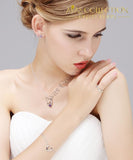 Purple Crystal Heart Pendant Necklace 925 Sterling Silver Necklaces