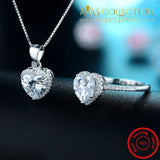 Beautiful Heart Ring & Necklace Jewelry Sets