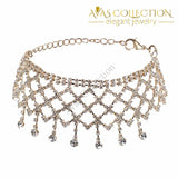 Multi Layer Tassel Rhinestone Choker Necklace - Avas Collection