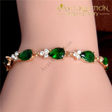 Shuangr Hot Gold Color Beautiful Waterdrop Austrian Crystal Bracelet For Women Wedding Party Jewelry