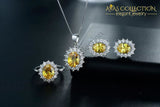 Solid 925 Silver Filled Gold Stone Set Jewelry Sets