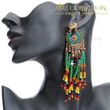 Multicolor Resin Seed Bead Dangle Earrings Stud