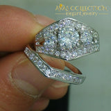 Three-Stone White Gold Filled Engagement Set Rings