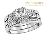 10Kt White Gold Filled Couples Set Rings