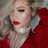 Multi Layer Tassel Rhinestone Choker Necklace in Silver - Avas Collection