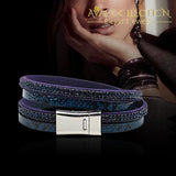 Crystal Snake Leather Bracelet Wap/ Avas Collection Wrap Bracelets