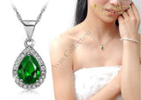 Green Water Drop Pendant Necklace Necklaces