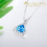 4 colors / Blue /Green/ White/ 925 Solid Silver Pendant Necklace - Avas Collection