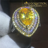 Beautiful Yellow Pear Cut Ring Rings