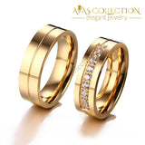 Shuangr Classic Design Wedding Rings For Women Men Gold Color Titanium Steel Couple Ring High