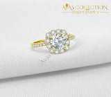 1.25 Ct Round Cut Cushion Halo Wedding Ring Rings