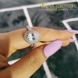 Solid 925 Sterling Silver Oval Ring Set Simulated Diamonds Rings