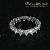 Heart Solid 925 Sterling Silver Eternity Ring Rings