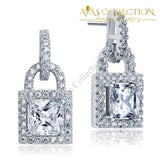 Dangle Drop Key Lock Solid 925 Silver Earrings/ High Polished - Avas Collection