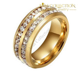 Double Paved Trendy Band Rings