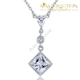 2 Carat Princess Cut Dangle 925 Sterling Silver Pendant Necklace - Avas Collection