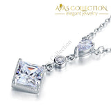 2 Carat Princess Cut Dangle 925 Sterling Silver Pendant Necklace - Avas Collection