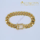 Lobster Clasp Iced Out Cuban Bracelet 19Cm Chain & Link Bracelets