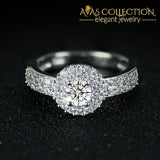 925 Sterling Silver Halo  Engagement Ring Polished in 18k White Gold - Avas Collection