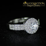 925 Sterling Silver Halo  Engagement Ring Polished in 18k White Gold - Avas Collection
