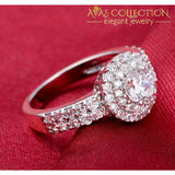 925 Sterling Silver Halo  Engagement Ring Polished in 18k White Gold - Avas Collection