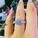925 Sterling Silver Halo  Engagement Ring Polished in 18k White Gold - Avas Collection