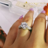 Solid 925 Sterling Silver Engagement Ring Simulated Diamonds Rings