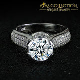 Solid 925 Sterling Silver Engagement Ring Simulated Diamonds Rings