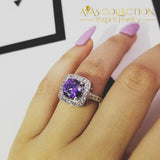 Original Purple White 925 Solid Sterling Silver R657 Rings