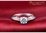 Solid Real 925 Sterling Silver Promise Ring Engagement Simulated Diamonds Rings