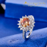 Flower Champagne Leaf Ring 6 / Rhodium Plated China