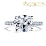 Solid 925 Sterling Silver 4 Carat Wedding Anniversary Ring Oval Cut Luxury Jewelry Simulated Diamond