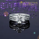 Solid 925 Sterling Silver Ring Set 3-Pcs Heart Love Jewelry New Design Simulated Diamond