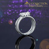 Solid 925 Sterling Silver Ring Set 3-Pcs Heart Love Jewelry New Design Simulated Diamond