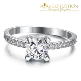 1 Carat Simulated Diamond Engagement Sterling 925 Silver Ring - Avas Collection