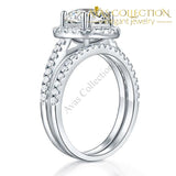 925 Sterling Silver Wedding Halo Ring Set 2 Carat Simulated Diamond - Avas Collection