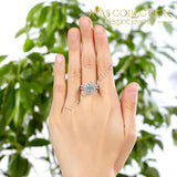 925 Sterling Silver Wedding Halo Ring Set 2 Carat Simulated Diamond - Avas Collection