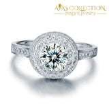 1 Carat Round Cut Simulated Diamond Wedding Engagement Sterling 925 Silver Ring - Avas Collection